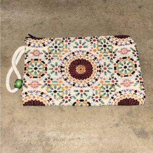 Tapestry Multicolor Wristlet Clutch